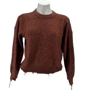 Splendid Revolve Womens Distressed Sweater SZ M Red High Low Cozy Boxy Oversized